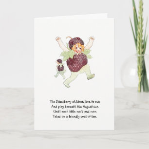 Vintage Nursery Rhyme Flower Child Blackberry Cute Card