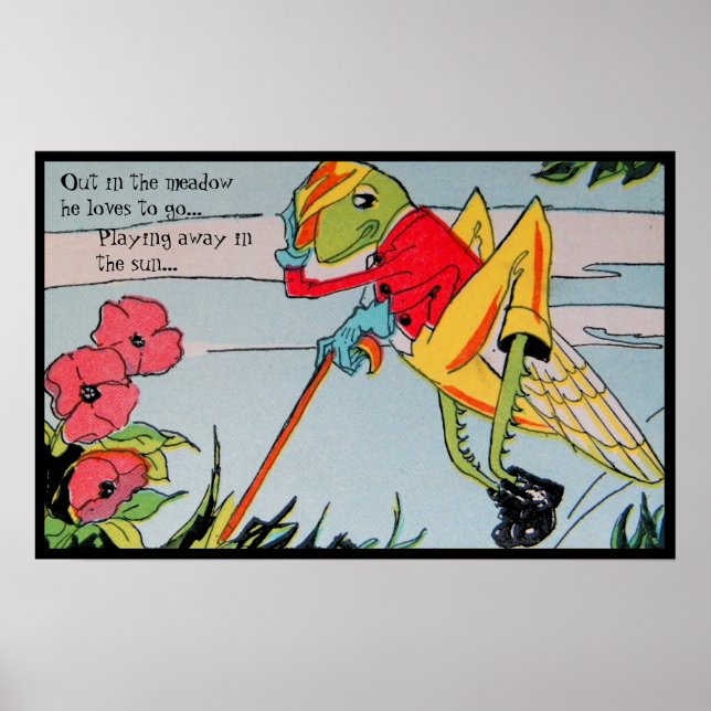 Vintage Nursery Rhyme Picture Grasshopper Poster (Front)