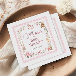 Vintage Nursery Toys Girl Baby Shower Napkin