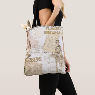 Vintage Nursing Florence Nightingale Graphic Text Tote Bag