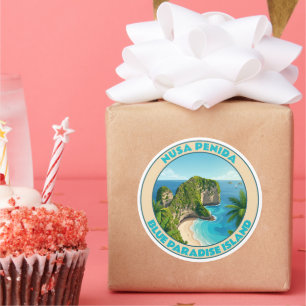 Vintage Nusa Penida Bali Kelingking Beach Travel Classic Round Sticker