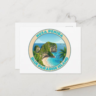 Vintage Nusa Penida Bali Kelingking Beach Travel Holiday Postcard