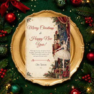 Vintage Nutcracker Ballerina Merry Christmas Happy Holiday Card