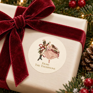 Vintage Nutcracker Ballet Christmas Gift Classic Round Sticker