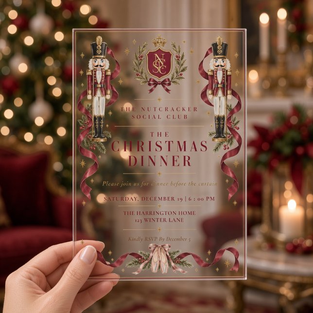 Vintage Nutcracker Christmas Dinner Acrylic Invitations (Creator Uploaded)