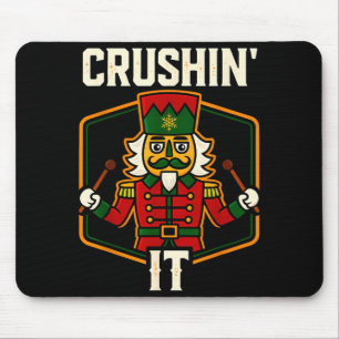 Vintage Nutcracker Crushing It Funny Xmas Pjs Men  Mouse Pad