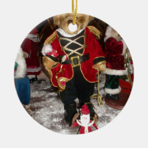 Vintage Nutcracker Soldier Teddy Bear Plush Christ Ceramic Tree Decoration