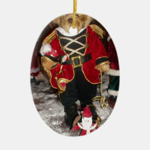 Vintage Nutcracker Soldier Teddy Bear Plush Christ Ceramic Tree Decoration