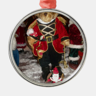 Vintage Nutcracker Soldier Teddy Bear Plush Christ Metal Tree Decoration