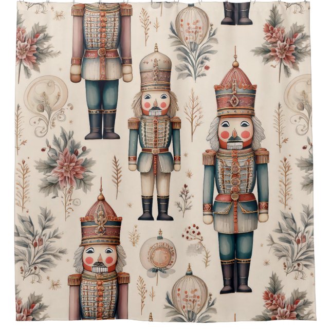 Vintage Nutcracker Soldiers - Classic Christmas 2 Shower Curtain (Front)