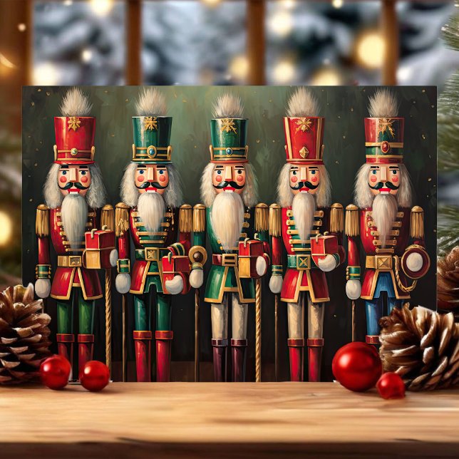 Vintage Nutcracker Soldiers Classic Christmas Holiday Card (Creator Uploaded)