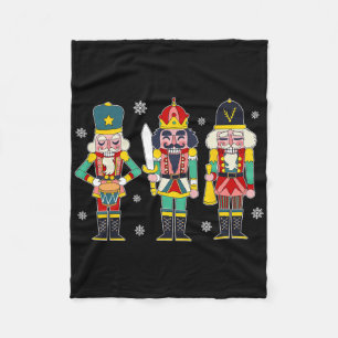 Vintage Nutcracker Squad Christmas 2024 Xmas Match Fleece Blanket