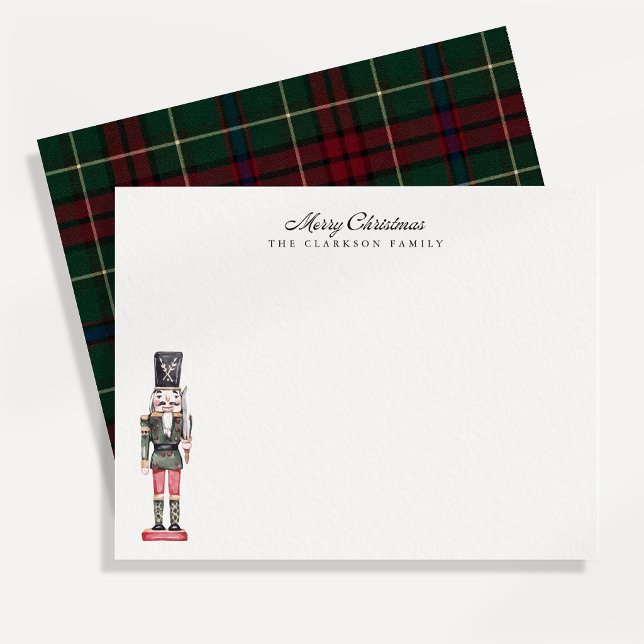 Vintage Nutcracker Tartan Christmas Note Card (Creator Uploaded)