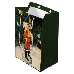 Vintage Nutcracker Under Christmas Tree Medium Gift Bag