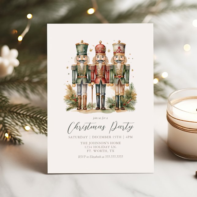Vintage Nutcrackers Christmas Party Invitation (Creator Uploaded)
