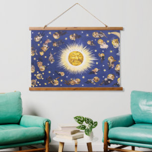 Vintage NY Solar System Political Satire 1898 Hanging Tapestry