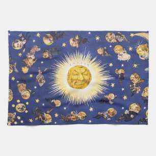 Vintage NY Solar System Political Satire 1898 Tea Towel