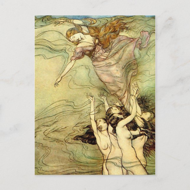 Vintage Nymph Book Illustration Postcard (Front)