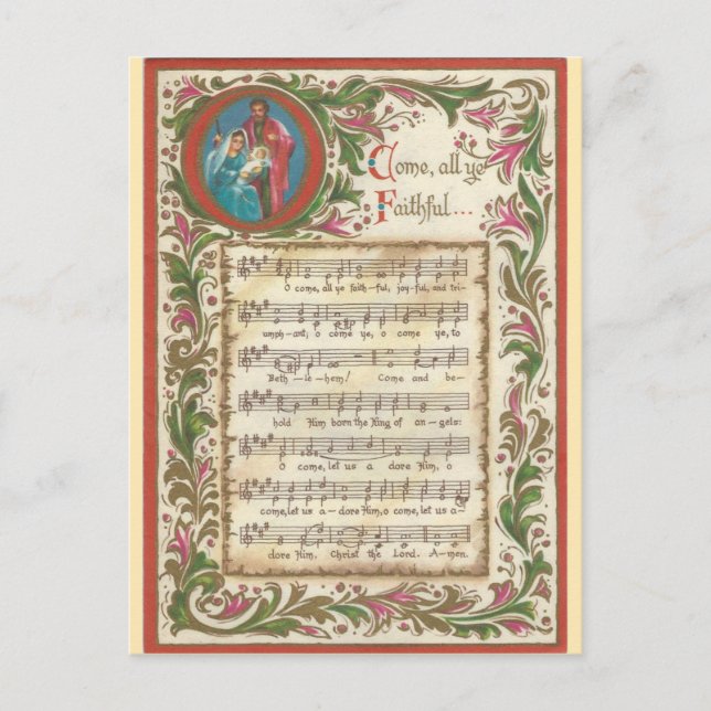 Vintage O Come All Ye Faithful... Postcard (Front)