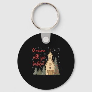 Vintage O Come All Ye Faithful Religious Christian Key Ring