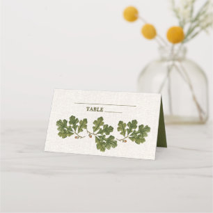Vintage Oak Leaves Burlap Texture Wedding Place Card