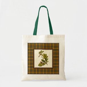Vintage Oak Leaves with Plaid Tote Bag
