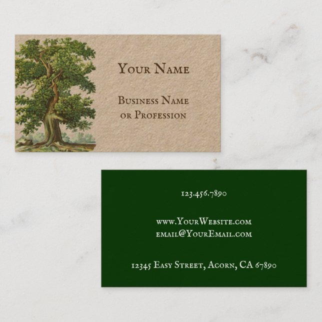 Vintage Oak Tree Custom Business Card (Front/Back)