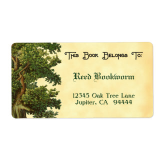 Vintage Oak Tree Editable Bookplate Label