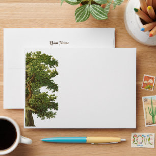 Vintage Oak Tree Editable Return Address Envelope