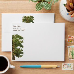 Vintage Oak Tree Editable Return Address Envelope