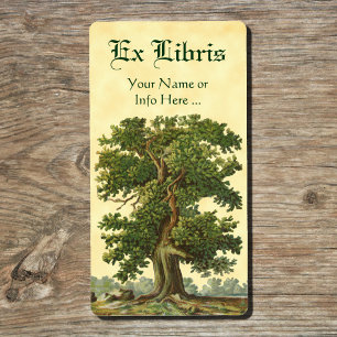 Vintage Oak Tree Ex Libris Editable Bookplate