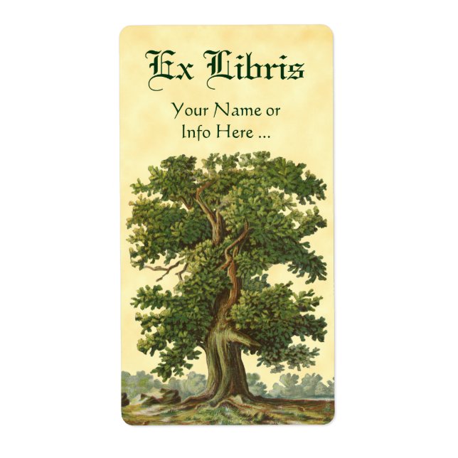 Vintage Oak Tree Ex Libris Editable Bookplate (Front)