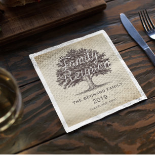 Vintage Oak Tree Family Reunion Personalised Napkin