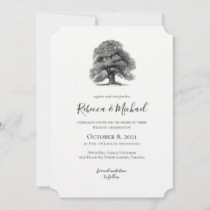Vintage Oak Tree Wedding Invitation