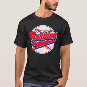 Vintage Oakland Cityscape Baseball  Player and Fan T-Shirt