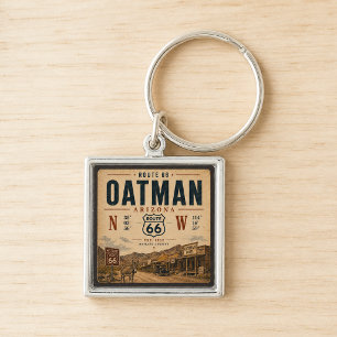 Vintage Oatman Arizona Route 66 Coordinates Key Ring