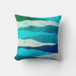 Vintage Ocean Blue Throw Pillow