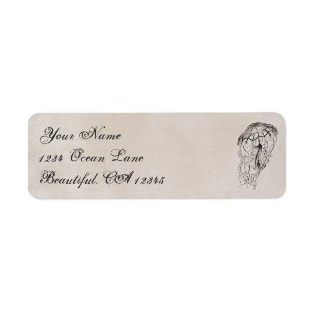 Vintage Ocean Jellyfish Beach Address Label (Front)