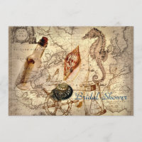 vintage  ocean map beach wedding bridal shower