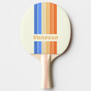 Vintage Ocean Sun Pin Stripes with Name Ping Pong Paddle