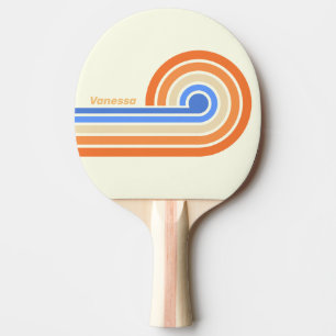 Vintage Ocean Sun Stripes with Name Ping Pong Paddle