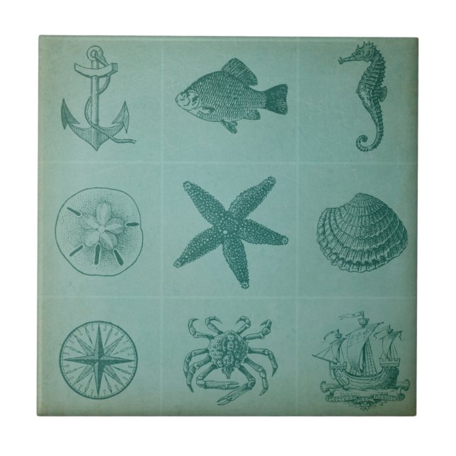 Vintage Ocean Theme Collage Tile (Front)
