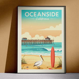 Vintage Oceanside California Poster