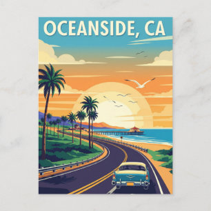 Vintage Oceanside California Travel Postcard