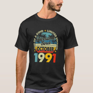 Vintage October 1991 30 Years Old 30Th Birthday Re T-Shirt