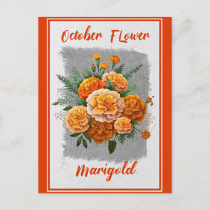 Vintage October Flower Marigold Floral Postcard