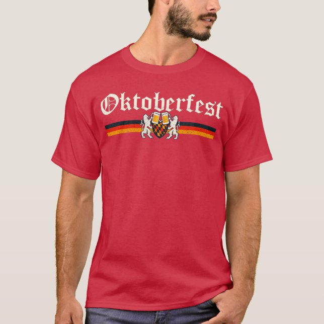 Vintage Octoberfest German Drinking Festival Lion  T-Shirt (Front)