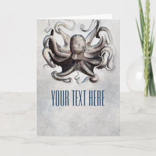 Vintage Octopus Beach Nautical Greeting Fold Card
