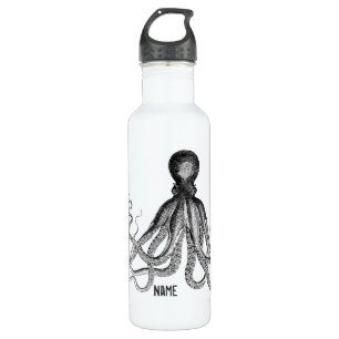 Vintage Octopus, Black and White, 710 Ml Water Bottle
