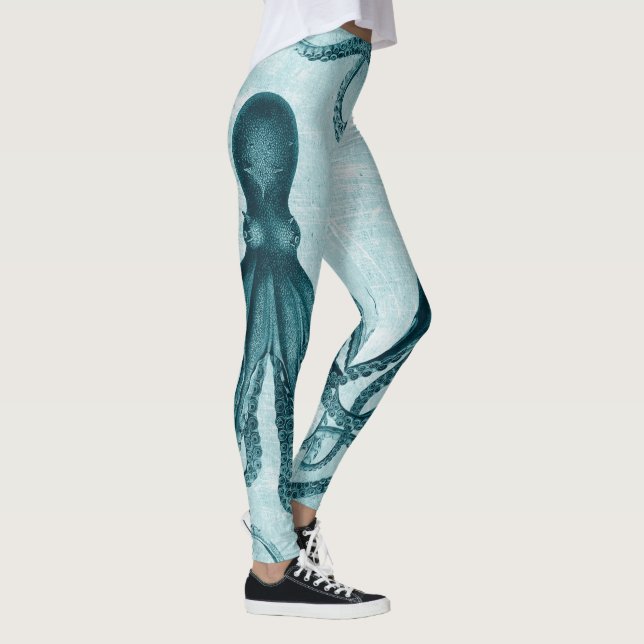 Vintage Octopus Blue Leggings (Right)
